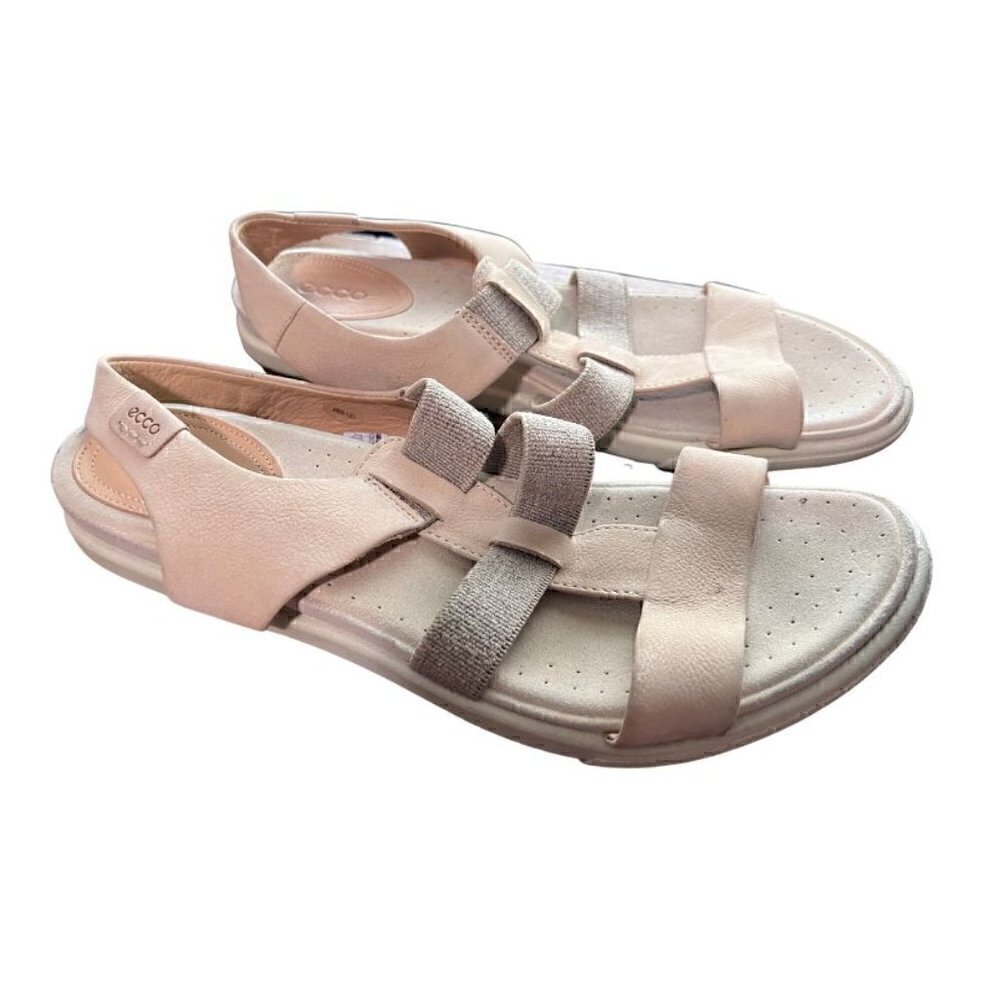Ecco Tan Beige Neutral Leather Slip On Sandal (Womens 41)